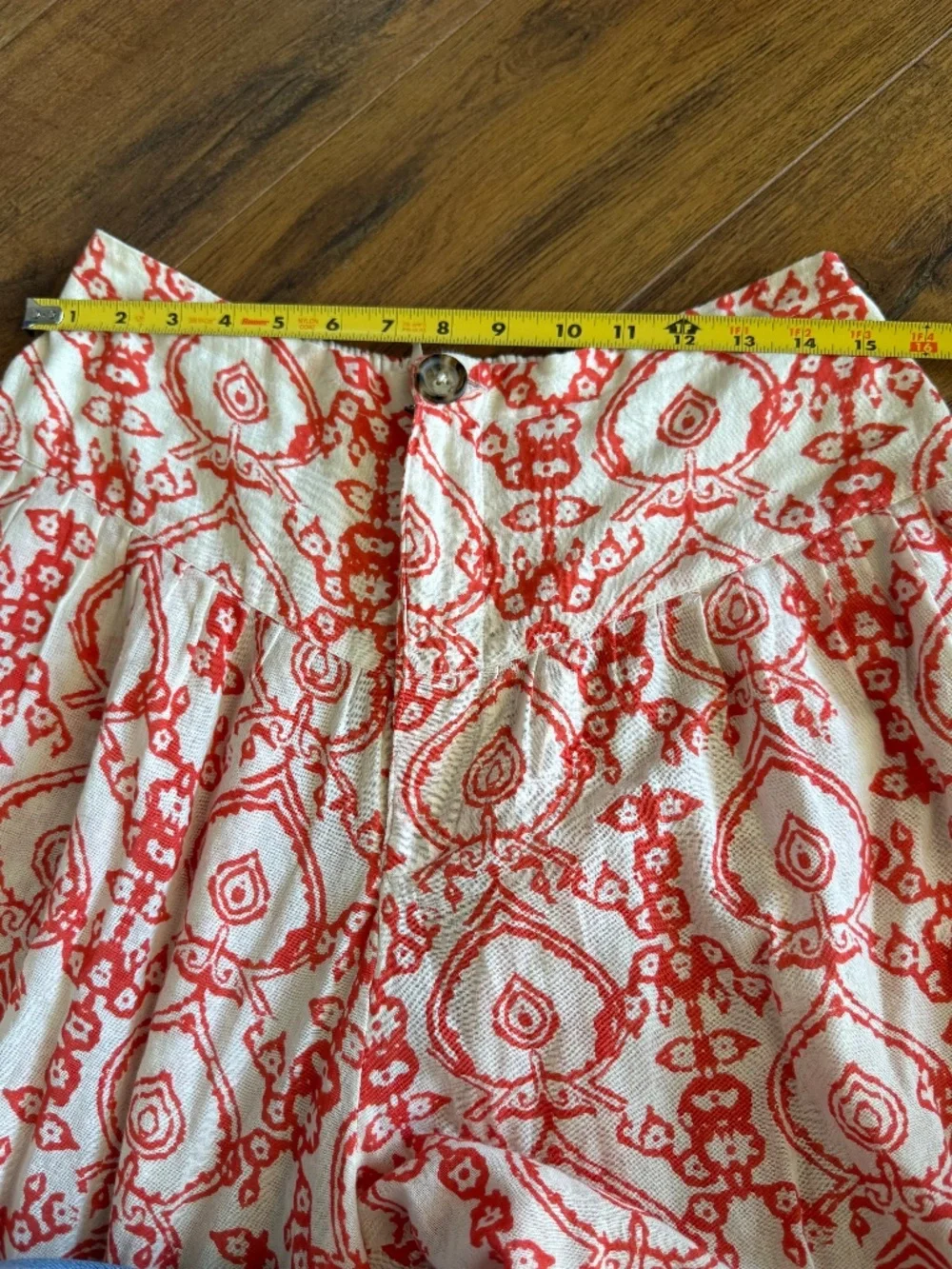 Free People Coral Red Print Balloon Harem Pants Boho Cotton India Large - Picture 8 of 15